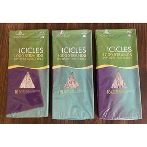 Vintage Tinsel Icicles Holiday Time Metal Foil 1000 Strands  18" Lot of 3 Packs